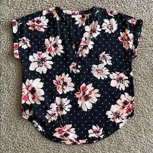 Maurices Black and Pink Floral Blouse